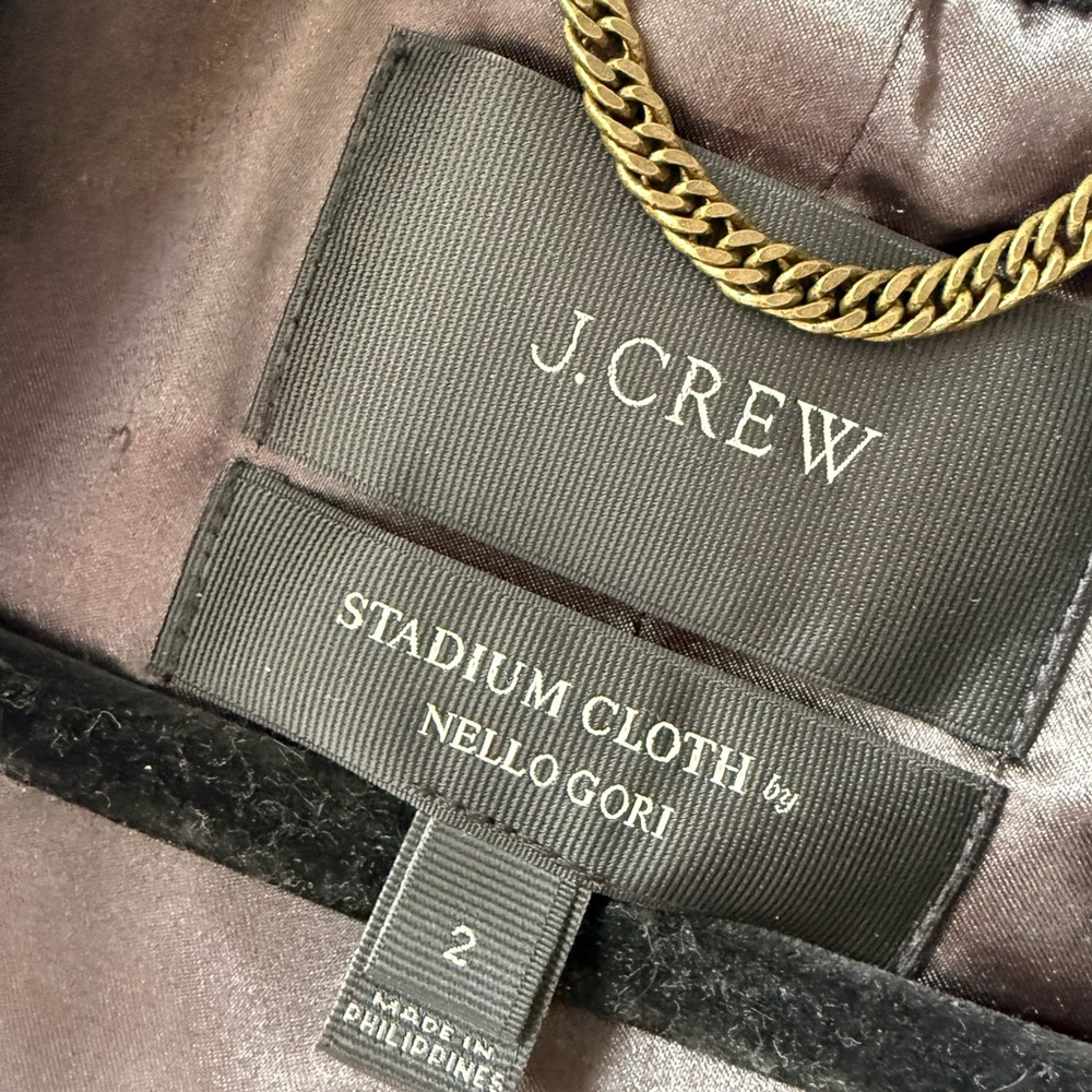 J. Crew Black wool Chateau Parka Stadium cloth - Picture 2 of 3